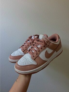Nike Women's Dunk Low Sneakers in White/ Rose Whisper size 6.5